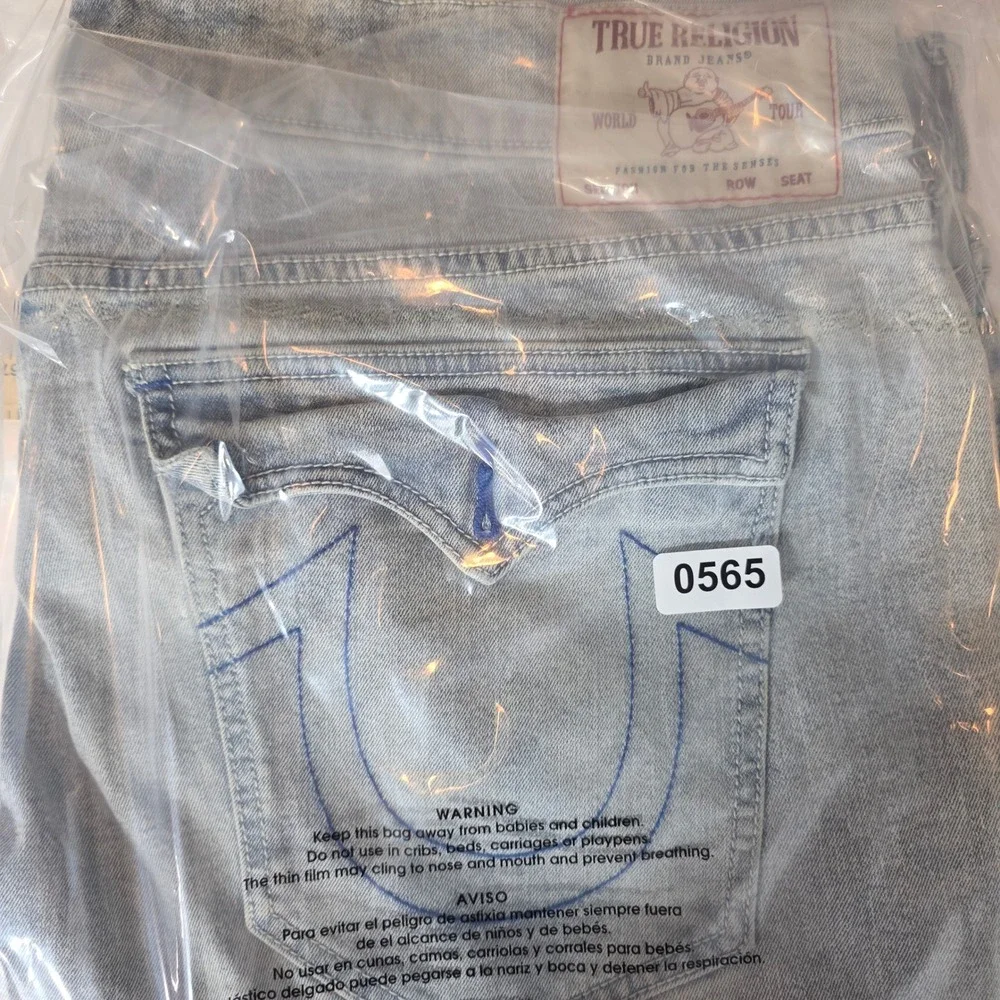 True‎ Religion Ricky Jeans Men 42 Light Wash Blue Relaxed Straight Flap Pockets